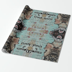  Alice in wonderland whimsical Queen of hearts Wrapping Paper