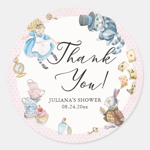 Alice in Wonderland Whimsical Shower Classic Round Sticker