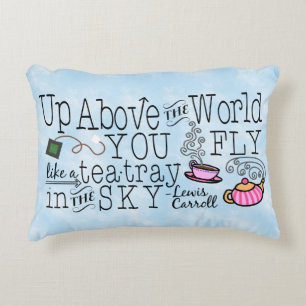 Alice in Wonderland Whimsical Tea Carroll Quote Decorative Pillow