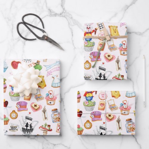ALICE IN WONDERLAND WHIMSICAL  WRAPPING PAPER SHEETS