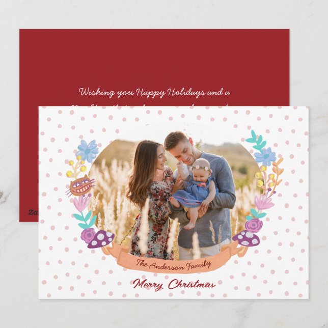 Alice in wonderland white Christmas photo Holiday Card (Front/Back)