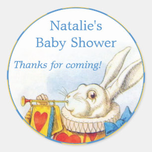 Alice in Wonderland White Rabbit Baby Shower Favor Classic Round Sticker