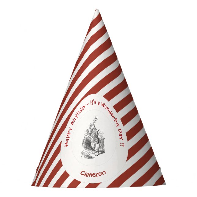 Alice in Wonderland White Rabbit Birthday Party Hat (Front)