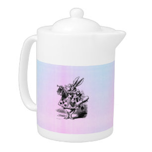 Alice in Wonderland White Rabbit bunny pastel Teapot