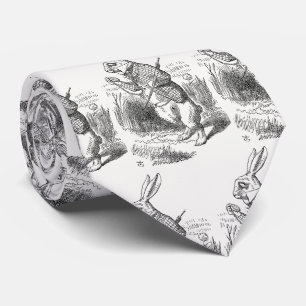 Alice in Wonderland, White Rabbit Checks His Watch Neck Tie