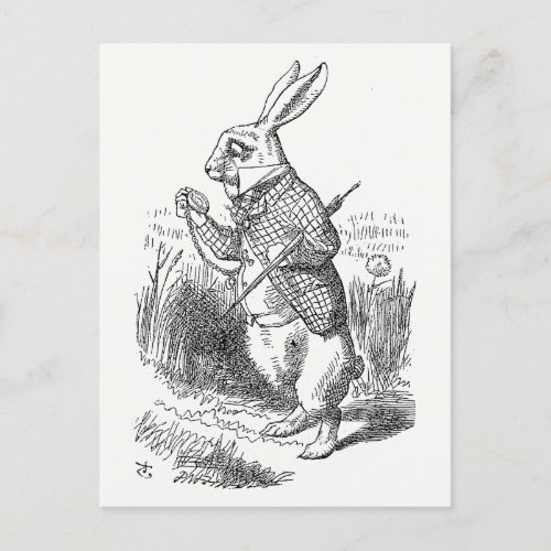 Alice in Wonderland White Rabbit Checks His Watch Postcard