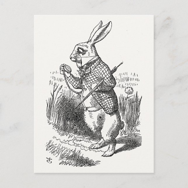 Alice in Wonderland, White Rabbit Checks His Watch Postcard (Front)