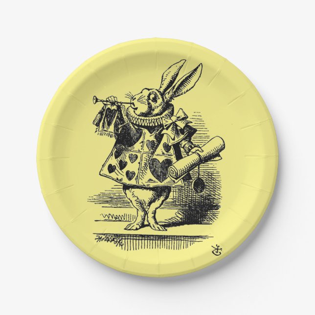 Alice in Wonderland - white rabbit children Paper Plates (Front)