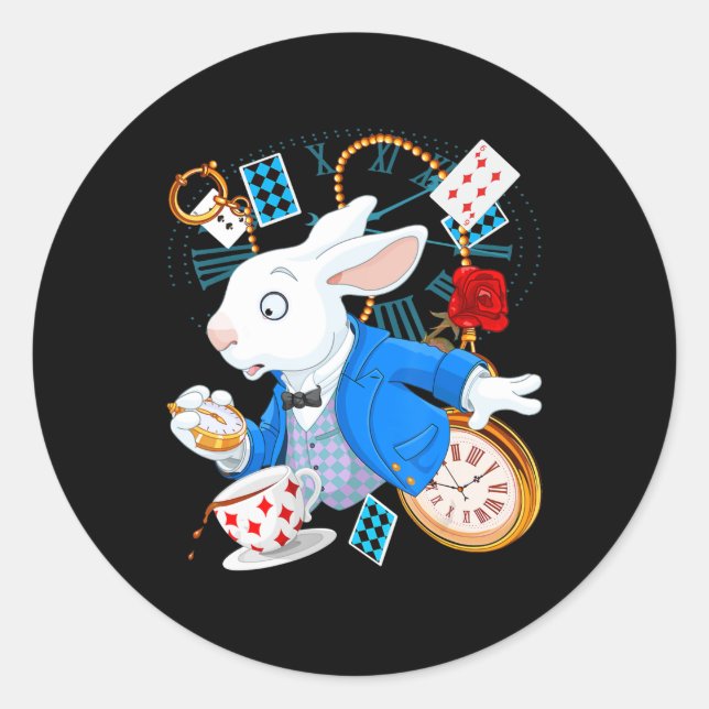 Alice In Wonderland  - White Rabbit Classic Round Sticker (Front)