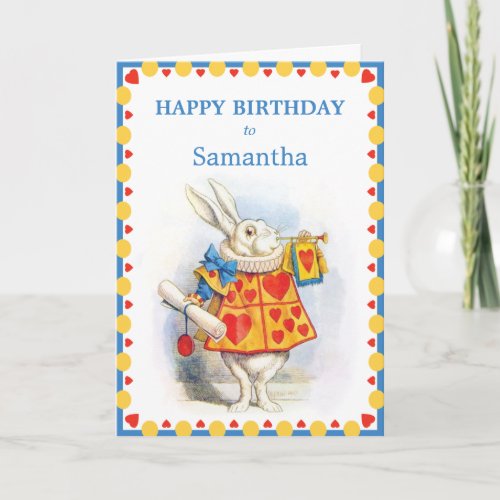 Alice in Wonderland White Rabbit Custom Birthday Card