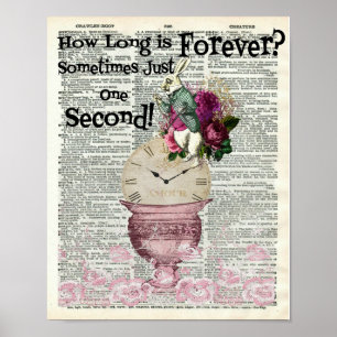 Alice in Wonderland White Rabbit Dictionary Art Poster