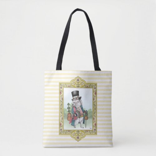 Alice in Wonderland White Rabbit Easter Egg Basket Tote Bag