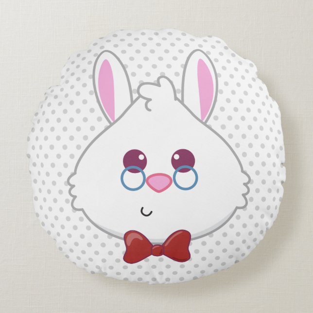 Alice in Wonderland | White Rabbit Emoji Round Pillow (Front)