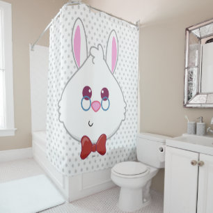 Alice in Wonderland   White Rabbit Emoji Shower Curtain