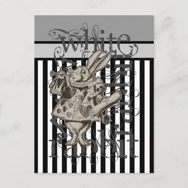 Alice In Wonderland White Rabbit Grunge Postcard (Front)