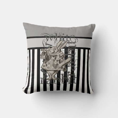 Alice In Wonderland White Rabbit Grunge Throw Pillow