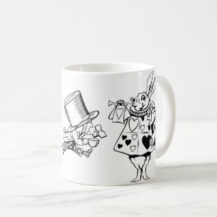 Alice in Wonderland White Rabbit Hearts Mad Hatter Coffee Mug