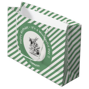 Alice in Wonderland White Rabbit Herald Birthday  Large Gift Bag