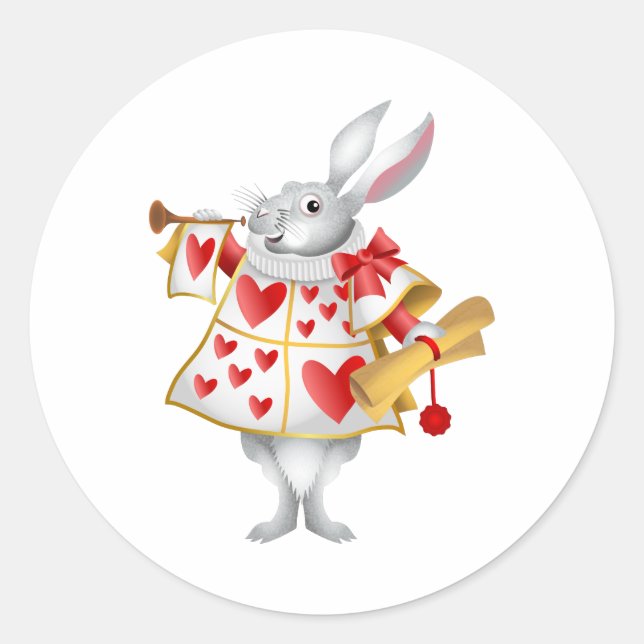 Alice in Wonderland White Rabbit Herald Classic Round Sticker (Front)