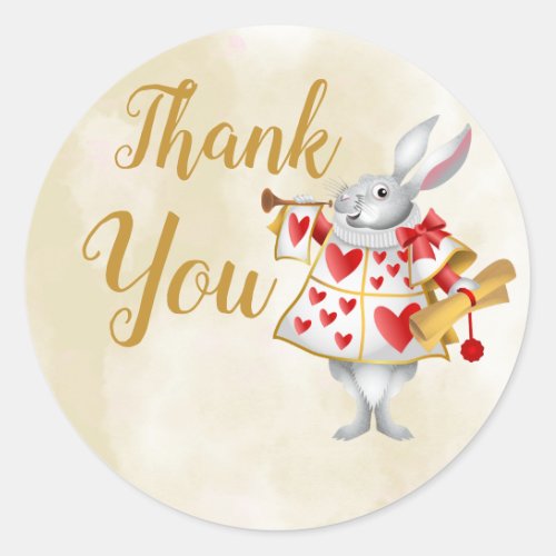 Alice in Wonderland White Rabbit Herald Thank You Classic Round Sticker