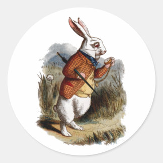Alice in Wonderland White Rabbit Personalize Classic Round Sticker
