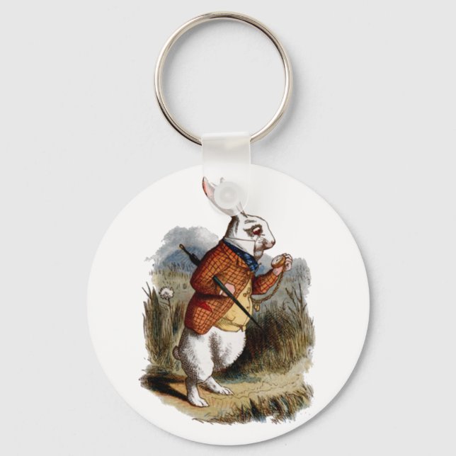 Alice in Wonderland White Rabbit Personalize Keychain (Front)