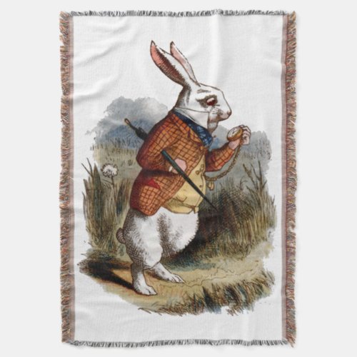 Alice in Wonderland White Rabbit Personalize Throw Blanket