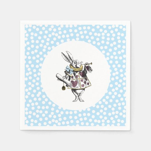 Alice in Wonderland White Rabbit Polka Dot Napkins