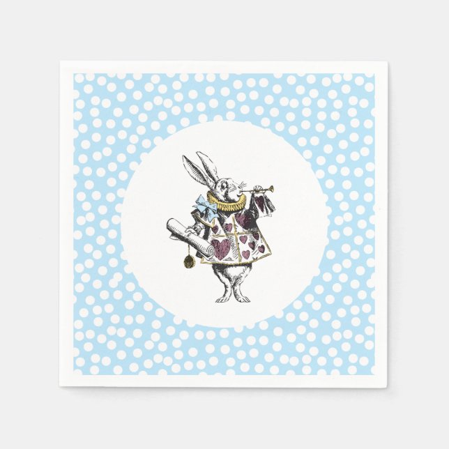 Alice in Wonderland White Rabbit Polka Dot Napkins (Front)