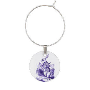 Alice in Wonderland White Rabbit Purple Wine Charm