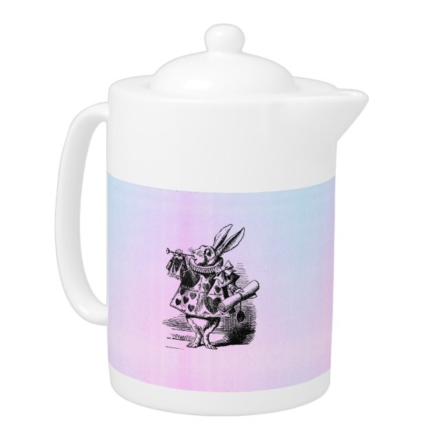 Alice in Wonderland White Rabbit rabbit pastel Teapot (Left)