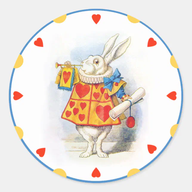 Alice in Wonderland White Rabbit Round Stickers | Zazzle
