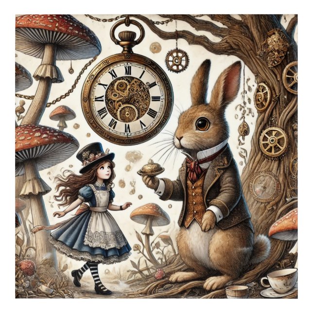 Alice in Wonderland White Rabbit tea Art (Front)
