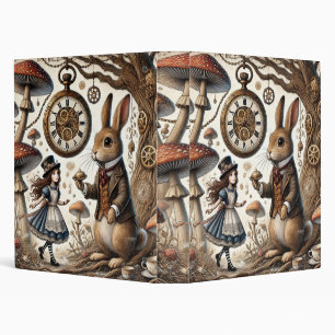 Alice in Wonderland White Rabbit tea Art 3 Ring Binder