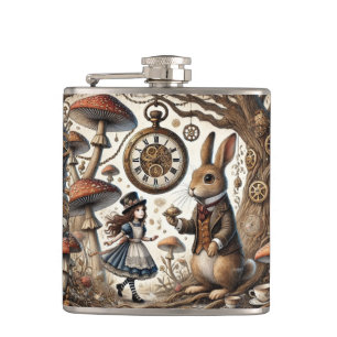 Alice in Wonderland White Rabbit tea Art Flask