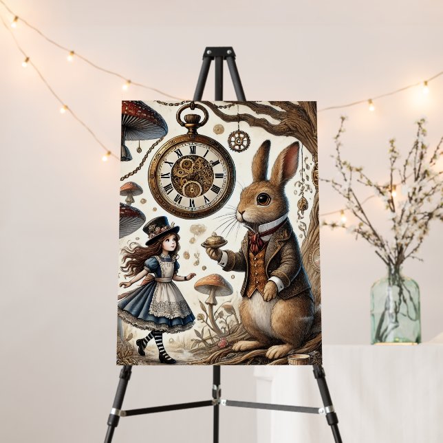 Alice in Wonderland White Rabbit tea Art Foam Board (In Situ (Stand))