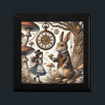 Alice in Wonderland White Rabbit tea Art Gift Box<br><div class="desc">Step into a whimsical wonderland with this enchanting Alice in Wonderland illustration. The Victorian-styled White Rabbit holds his teacup with proper poise, while Alice in her iconic blue dress dreams of adventure. Mystical mushrooms dot the scene, and a fascinating clockwork tree bears a mysterious pocket watch - time is always...</div>