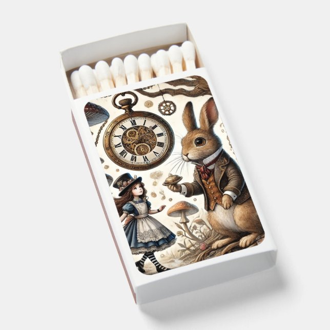Alice in Wonderland White Rabbit tea Art Matchboxes (Front Open)