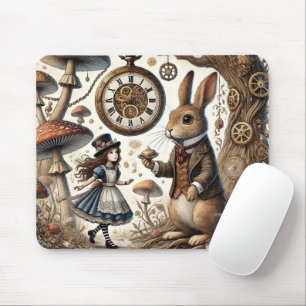 Alice in Wonderland White Rabbit tea Art Mouse Pad