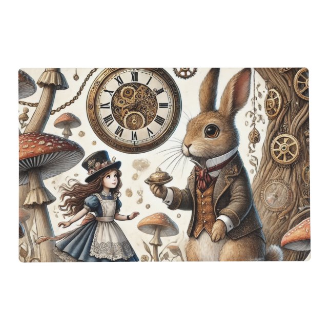 Alice in Wonderland White Rabbit tea Art Placemat (Front)