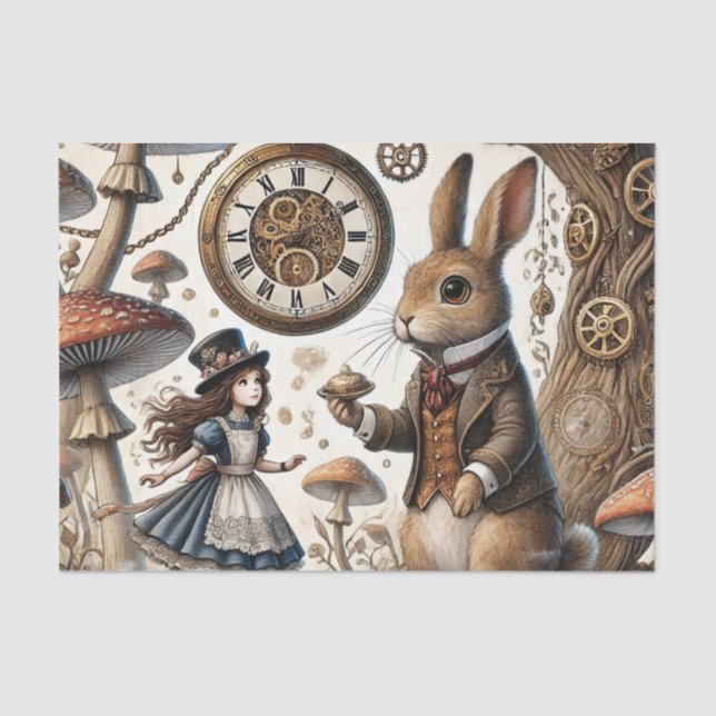 Alice in Wonderland White Rabbit tea Art Tissue Paper (Front)