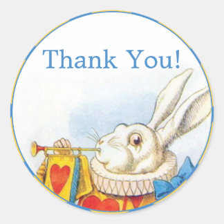 Alice in Wonderland White Rabbit Thank You Favor Classic Round Sticker