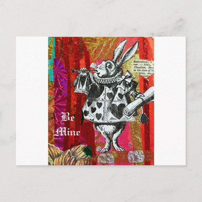 Alice in Wonderland White Rabbit Valentine Postcard (Front)