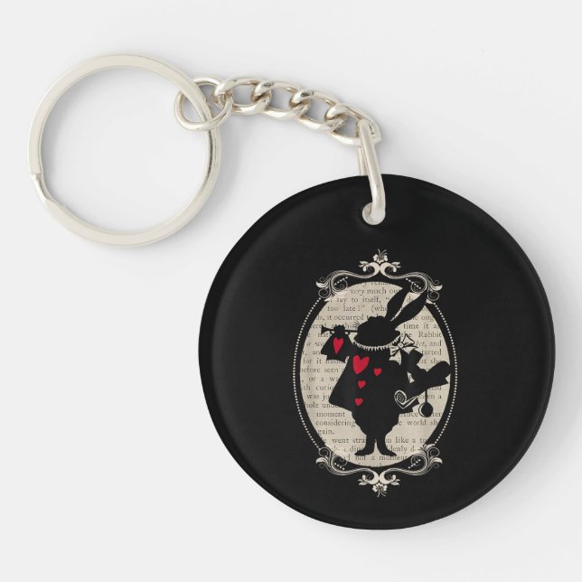 Alice In Wonderland White Rabbit Vintage Book Keychain (Front)