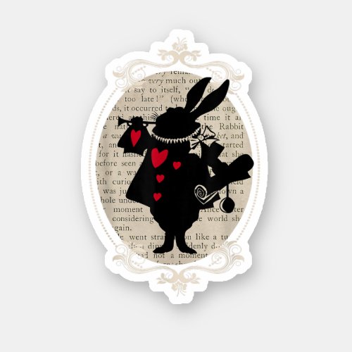 Alice In Wonderland White Rabbit Vintage Book Sticker