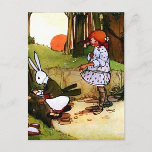 Alice in Wonderland White Rabbit Vintage Postcard