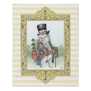 Alice in Wonderland White Rabbit Wearing Clothes Faux Canvas Print