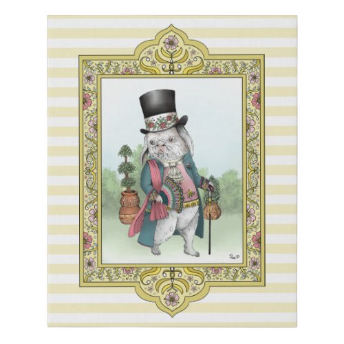 Alice in Wonderland White Rabbit Wearing Clothes Faux Canvas Print
