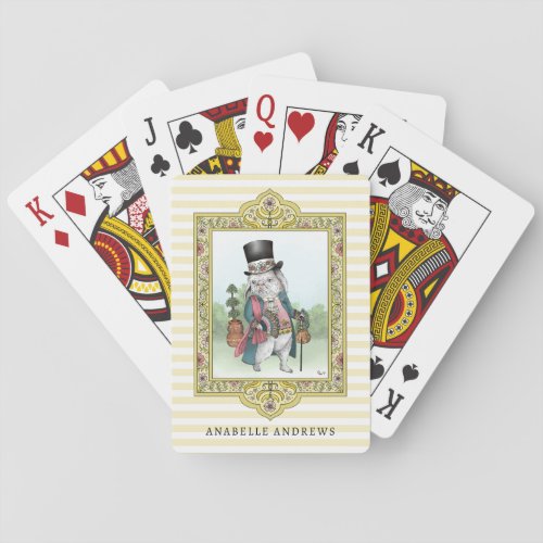 Alice in Wonderland White Rabbit Wearing Clothes Playing Cards