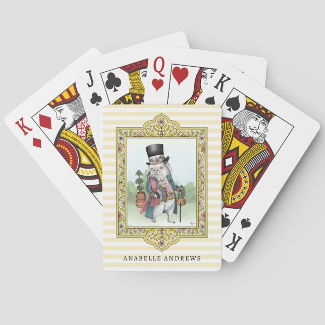 Alice in Wonderland White Rabbit Wearing Clothes Poker Cards (Back)
